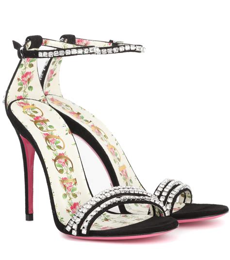 gucci crystal-embellished suede sandals|Gucci sandals original.